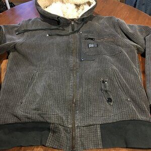 BLUENOTES Faux SHERPA Hooded Jacket M Worn Checks Chore Workwear Worn SnowBoard